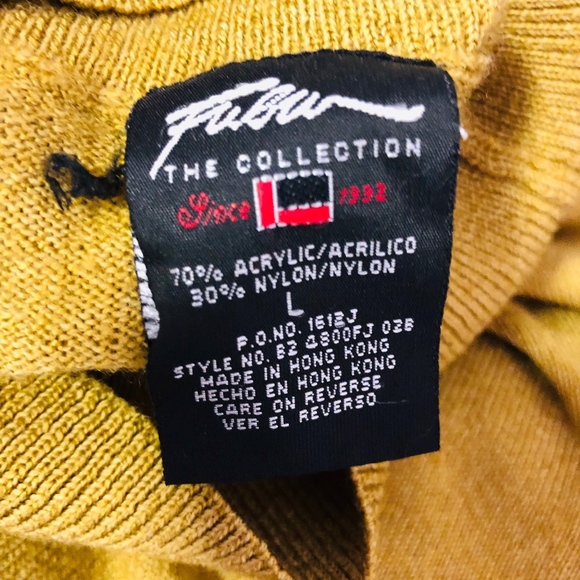 FUBU Vintage Dijon Mustard Spell Out Sweater 0862 - Picture 8 of 8